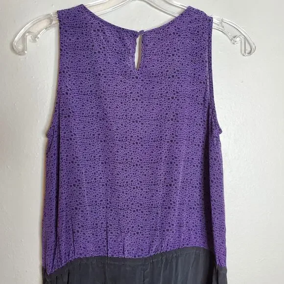 Foreign Exchange 100% Silk Purple + Black Spotted Sleeveless Romper Size XS - Picture 6 of 12